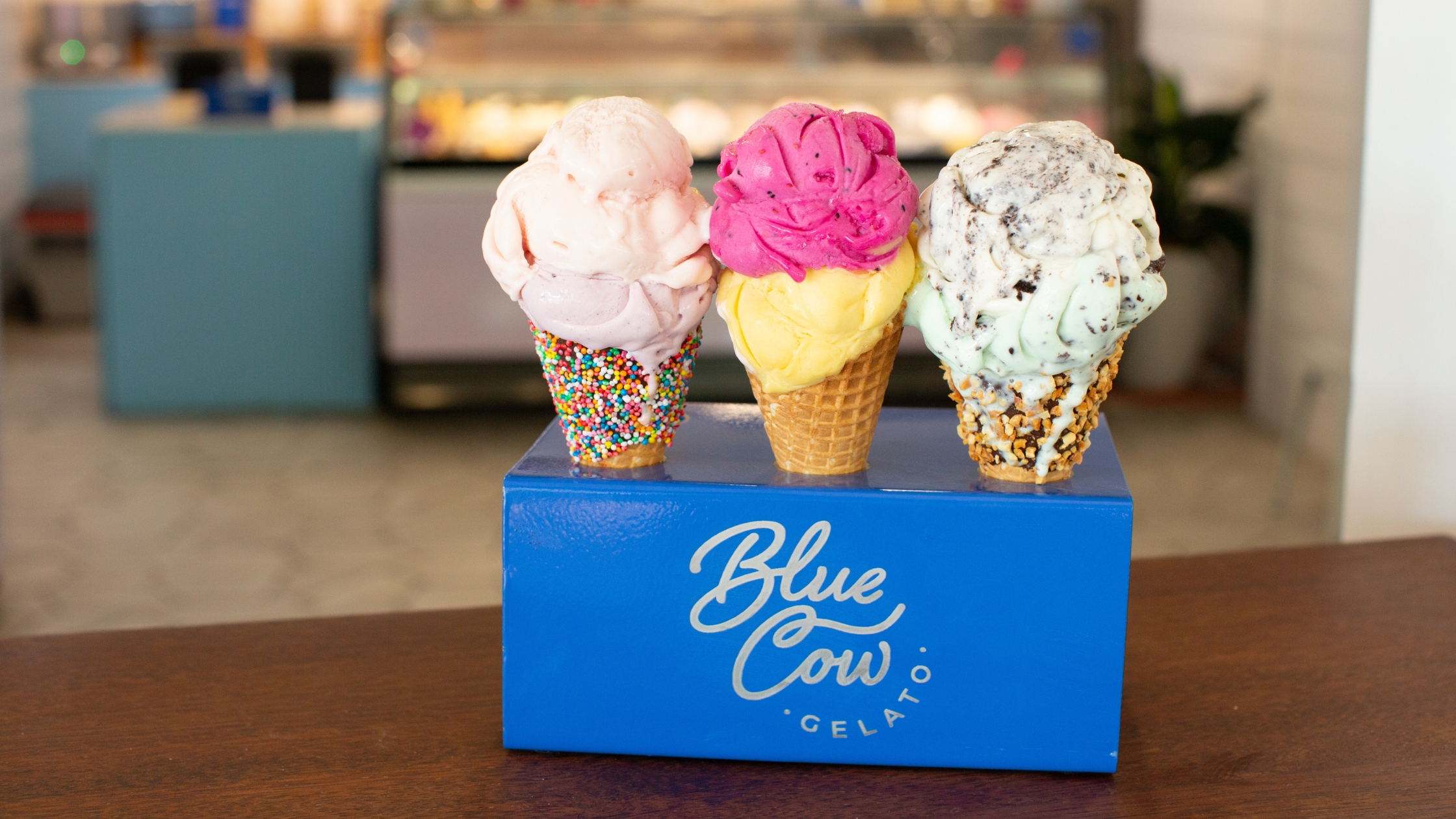 Blue Cow Gelato dietary key options showing vegan (V), dairy-free (DF), gluten-free (GF), nut-free (N), and coconut (C) options for gelato and sorbet flavours |  healthy frozen desserts and vegan gelato guide